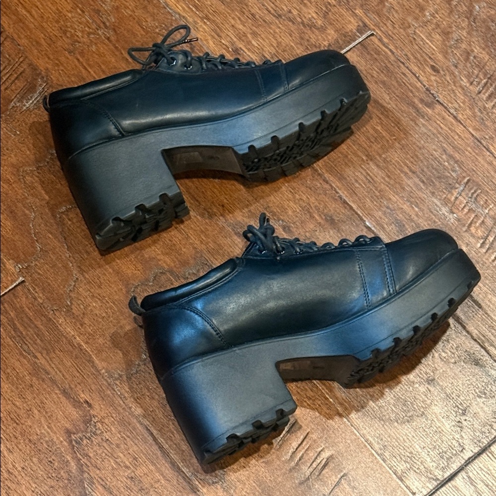 Size 9 KOI Black Chunky Platform Lace-Up Shoes - Picture 9 of 10
